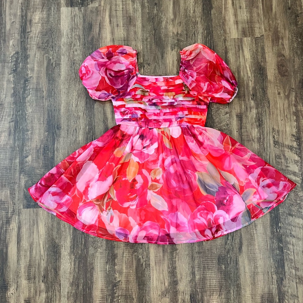 Knitworks Pink and Red Floral Dress 6X